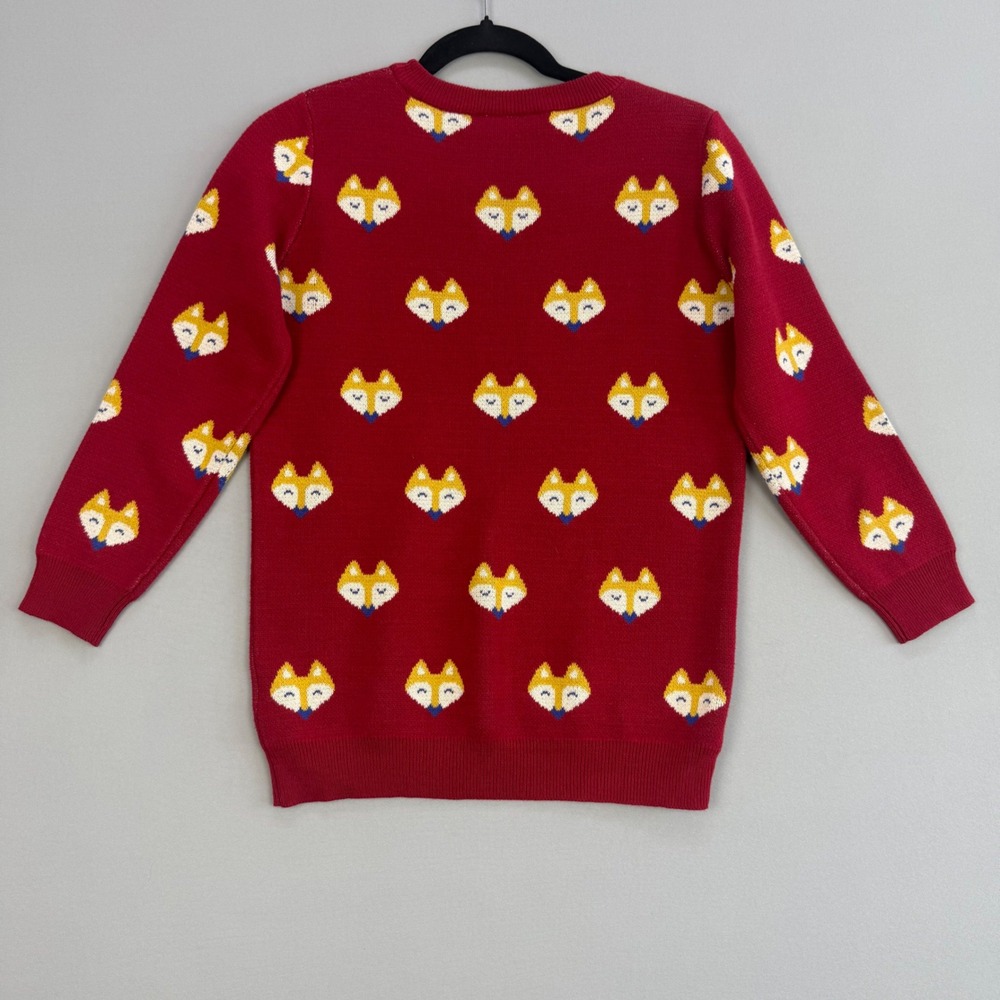 ModCloth Whimsical Fox Face Sweater Intarsia Knit Retro Critter 100% Cotton Sz S - Picture 3 of 12